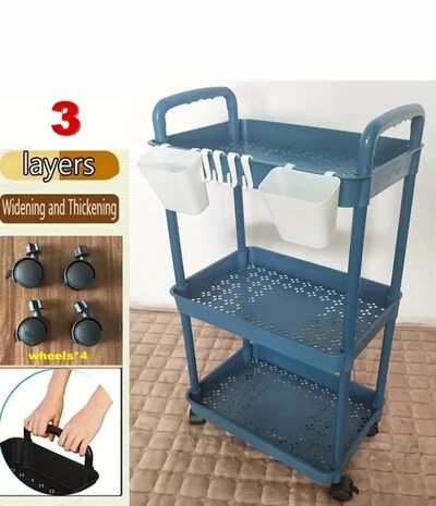 3 Layer Plastic Trolley Kitchen Storage Rack (P02289)